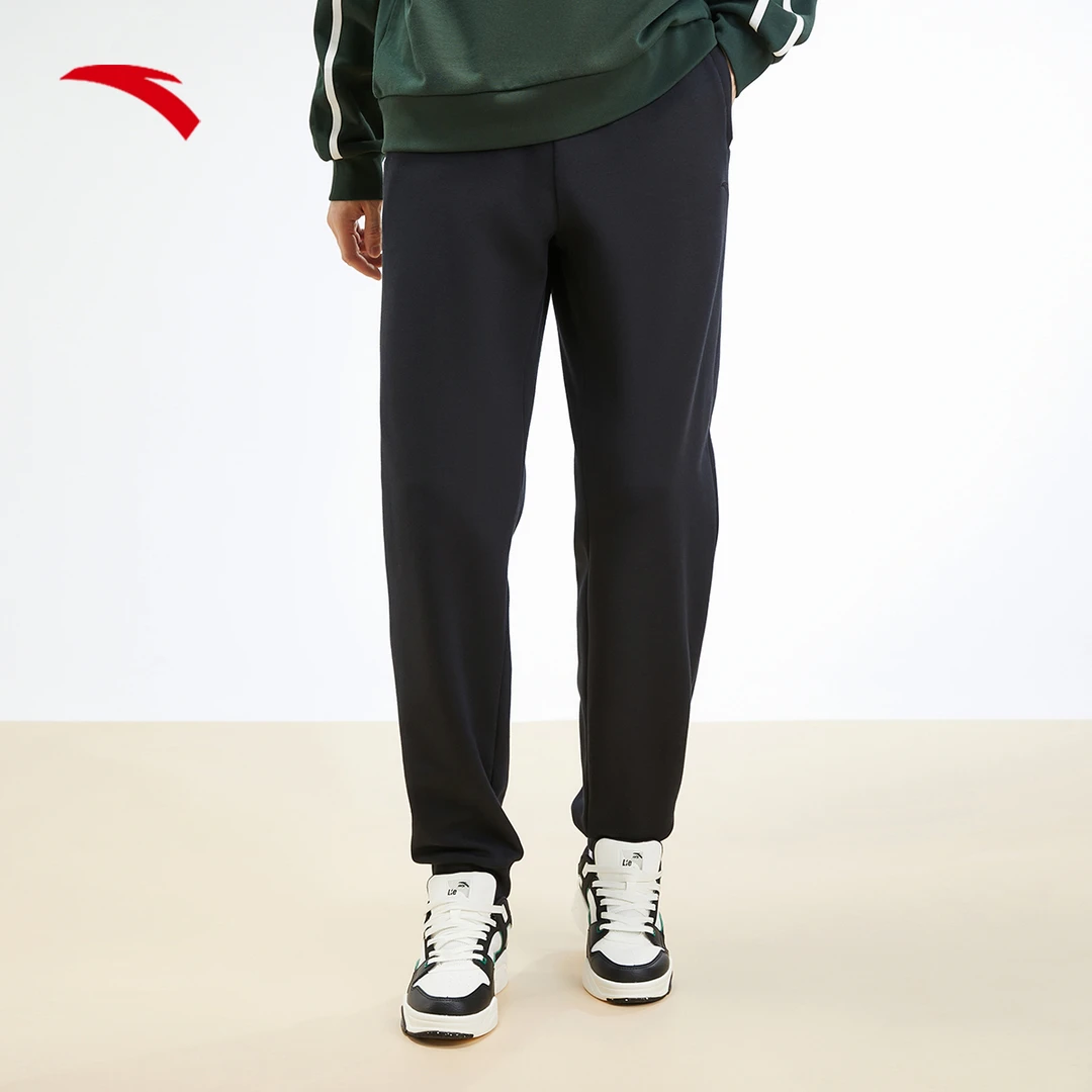 安踏针织运动长裤男2023季新款平口保暖直筒裤