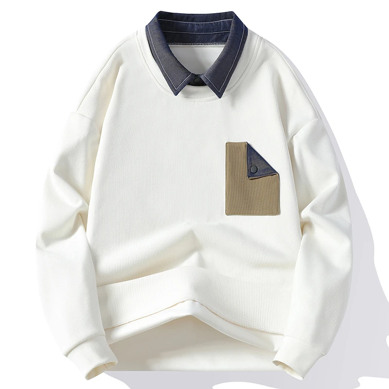 秋季男上衣长袖打底衫时尚休闲舒适百搭流行宽松潮流圆领套头卫衣