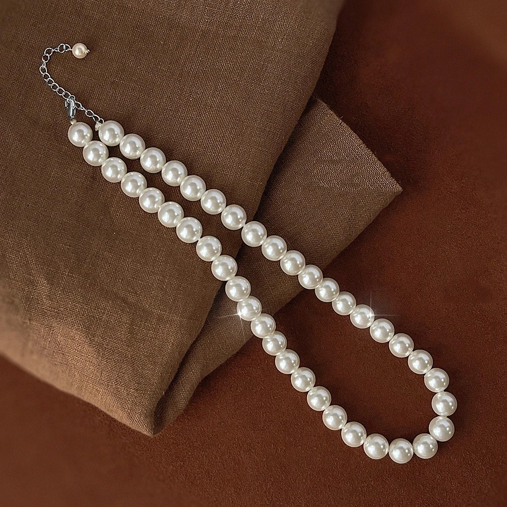 阿卡妍 链子925银 复古法式珠珠项链小众设计轻奢简约颈链百搭