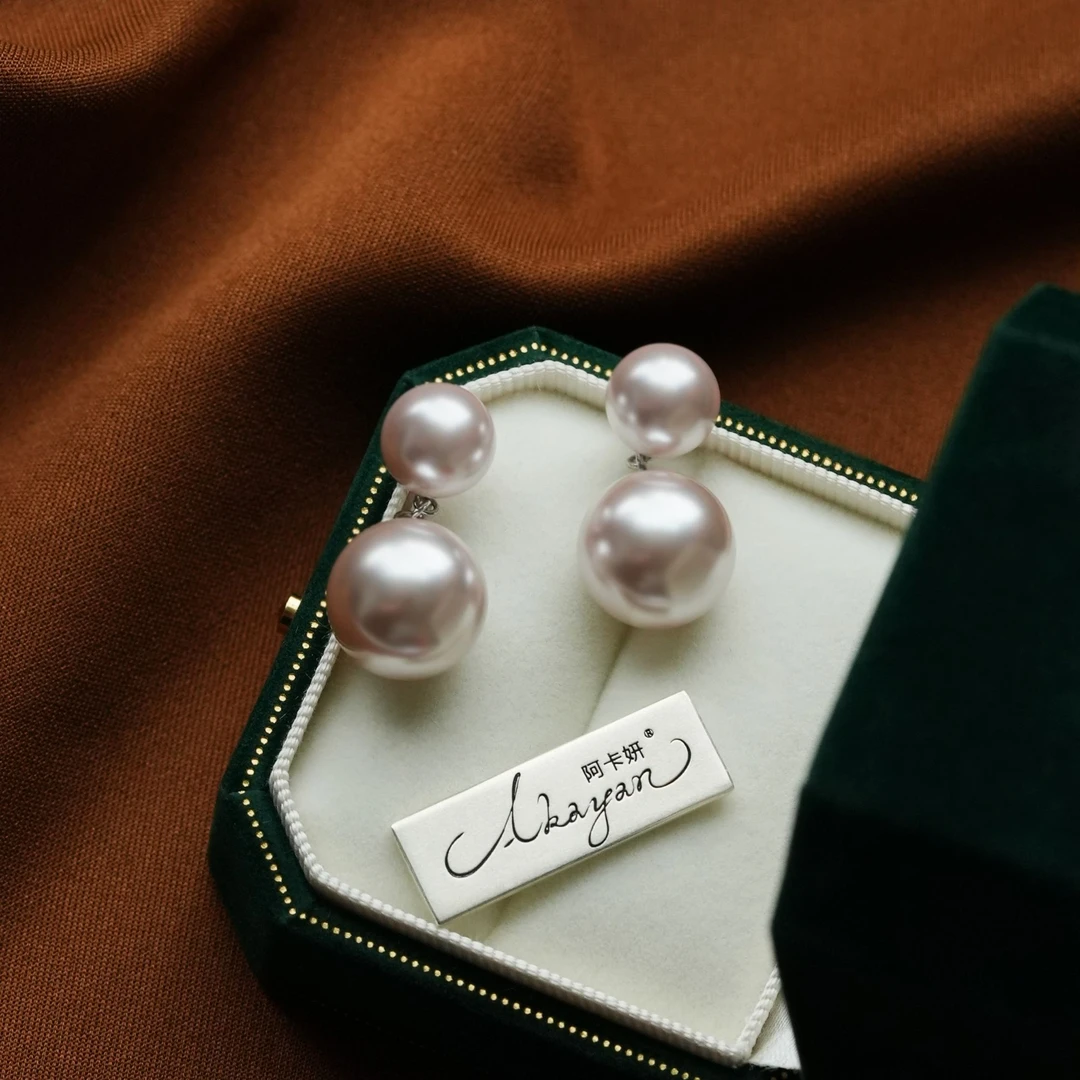 阿卡妍 925银耳饰 曼塔紫大小双珠耳钉设计感气质百搭时尚女耳饰