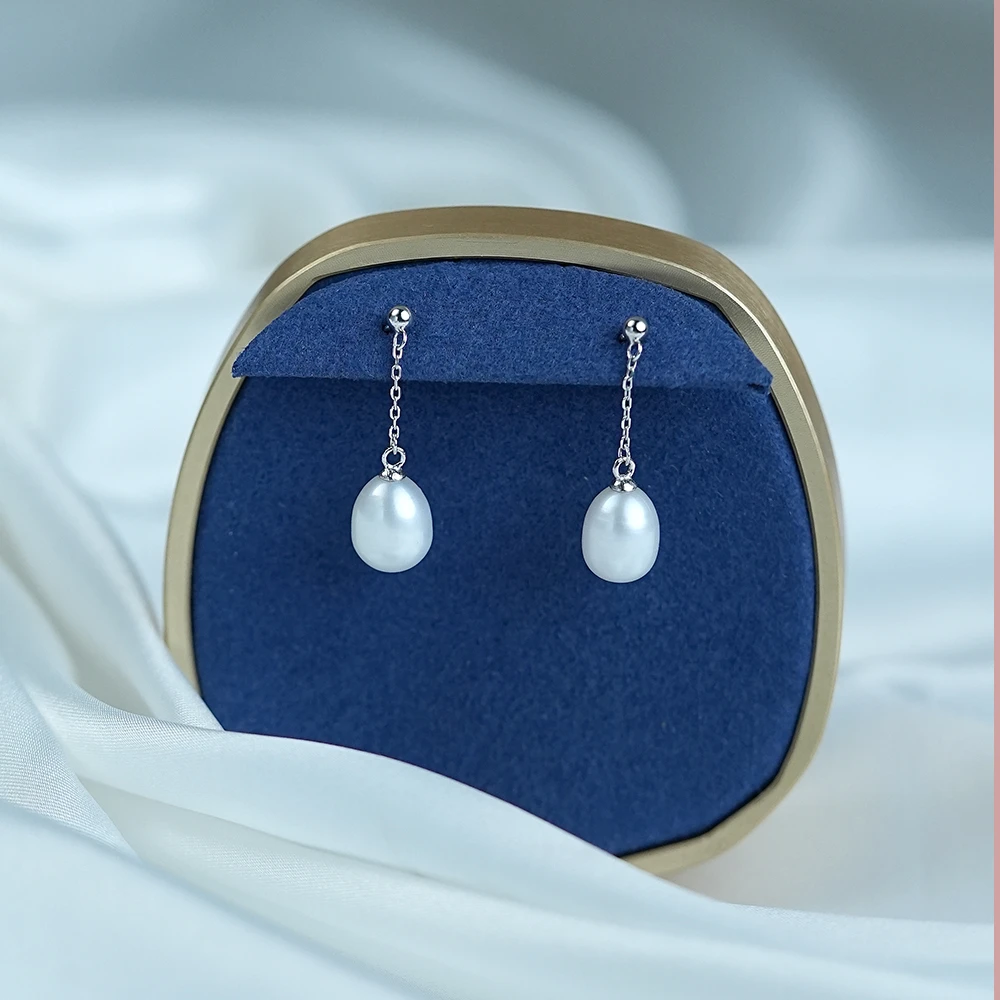 阿卡妍 925银耳饰 经典水滴珠珠耳环O字链条流苏简约清新气质耳饰