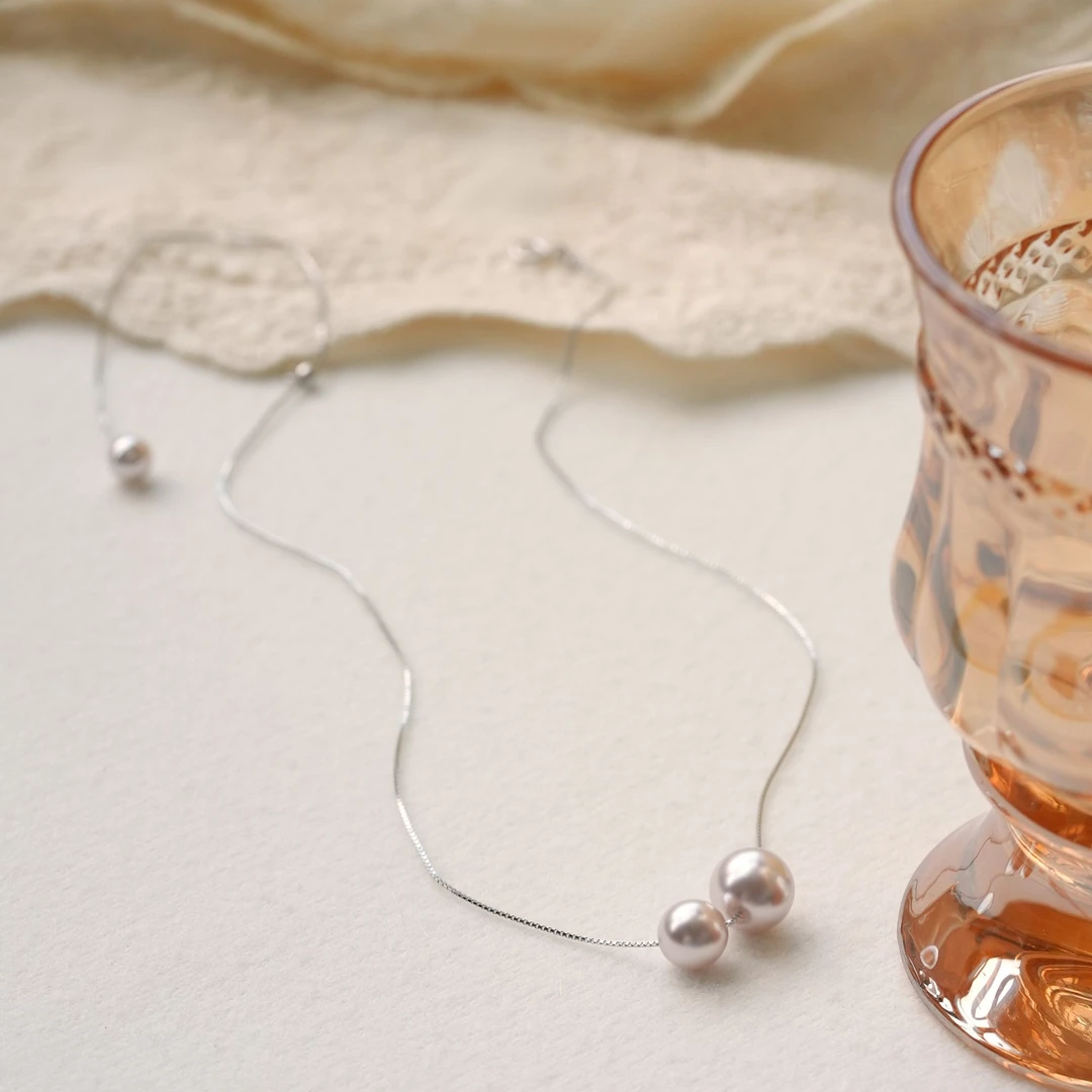 阿卡妍 链子925银 2024秋冬上新曼塔玫瑰紫珠项链抽拉式百搭颈链