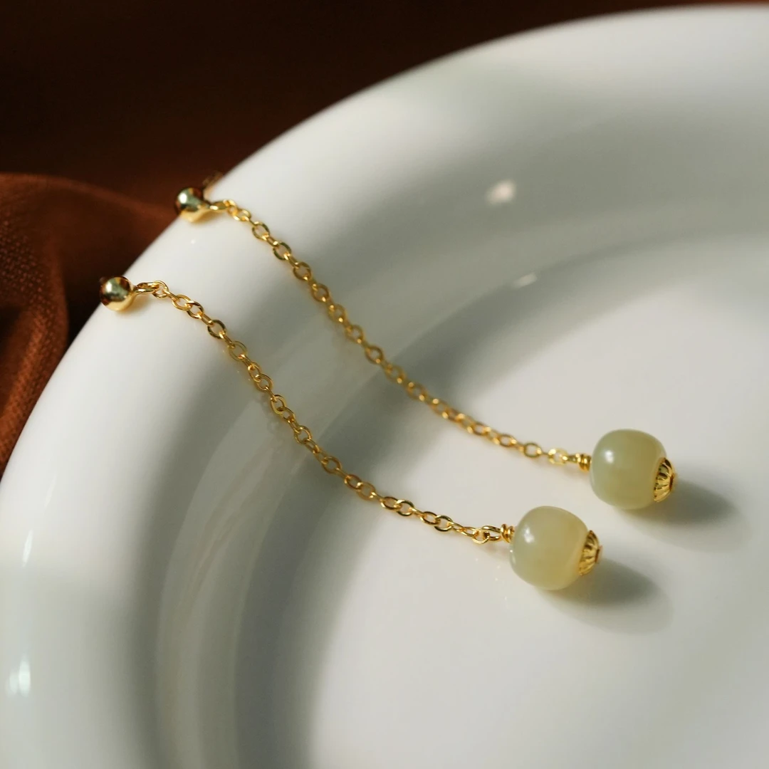 阿卡妍 925银耳饰 复古长款流苏珠珠气质耳线简约ins时尚百搭耳钉