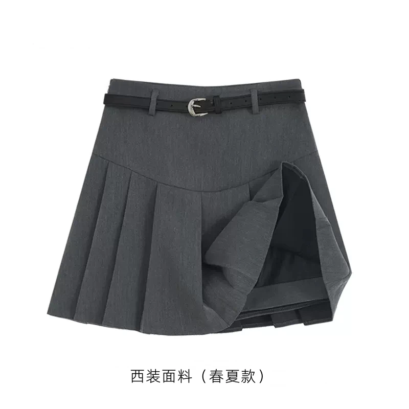 灰色百褶裙短裙女2025新款春夏小个子高腰显瘦a字百搭半身裙秋冬