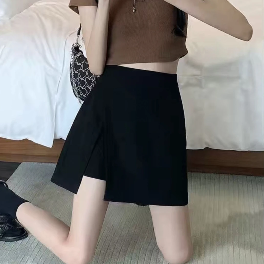 半身裙女夏季防走光短裙高腰百搭显瘦黑色a字裙大码时尚短裙裤女