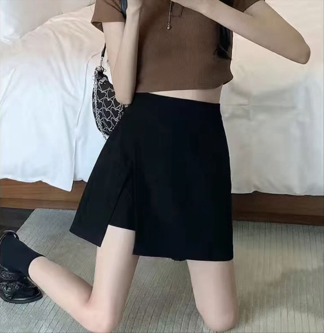 半身裙女夏季防走光短裙高腰百搭显瘦黑色a字裙大码时尚短裙裤