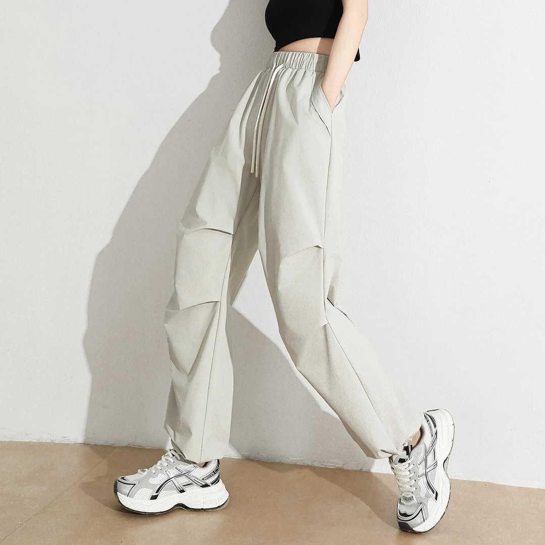 西遇｜春夏季运动工装裤百搭宽松休闲拖地长裤高腰束脚阔腿长