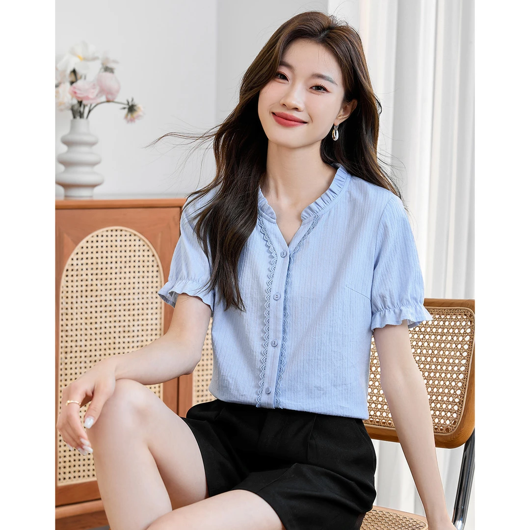 熙世界｜夏款优雅文艺肌理衬衫女亲肤舒适女式衬衣女上衣通勤衬衫