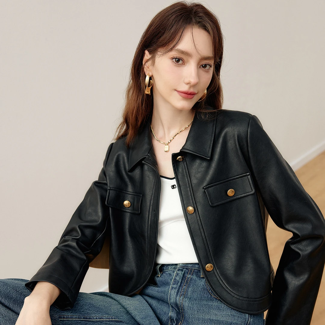 KBNE｜皮衣外套女春秋款时尚高级感机车服小个子短款上衣