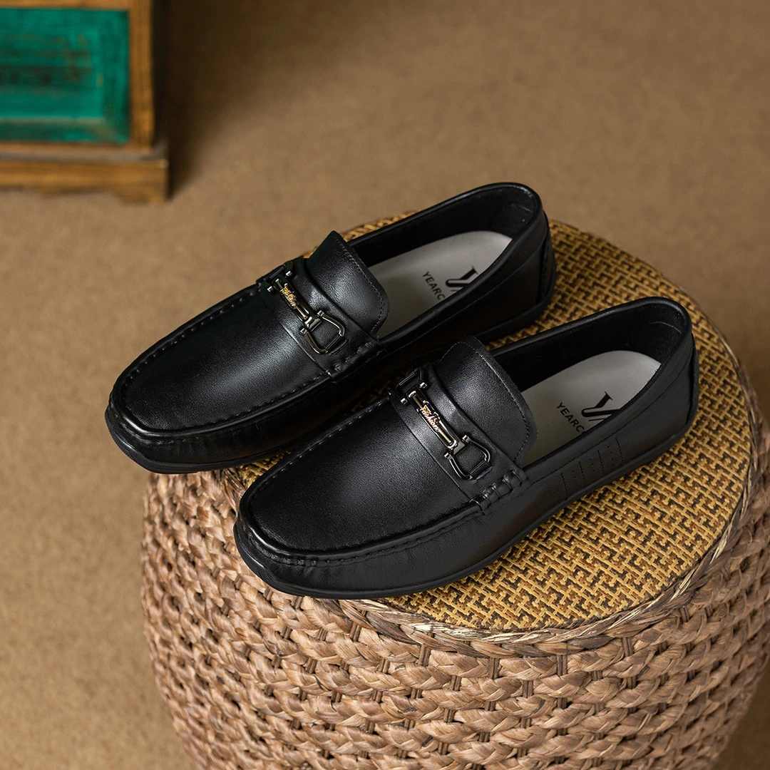 意尔康｜【牛皮】夏季商务休闲男士皮鞋真皮时尚一脚蹬豆豆鞋男