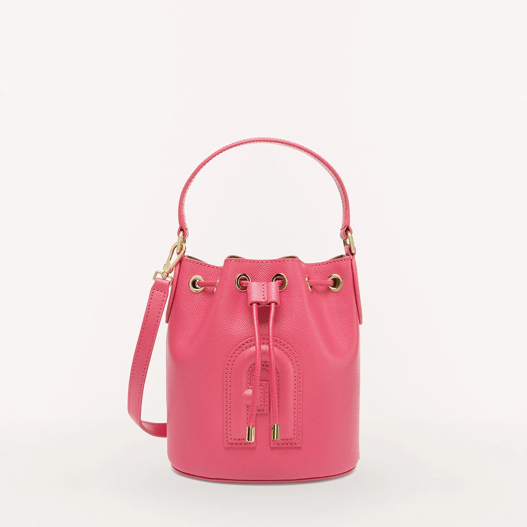 FURLA|FURLA CLIO迷你牛皮女士潮流抽绳水桶包手提斜挎包