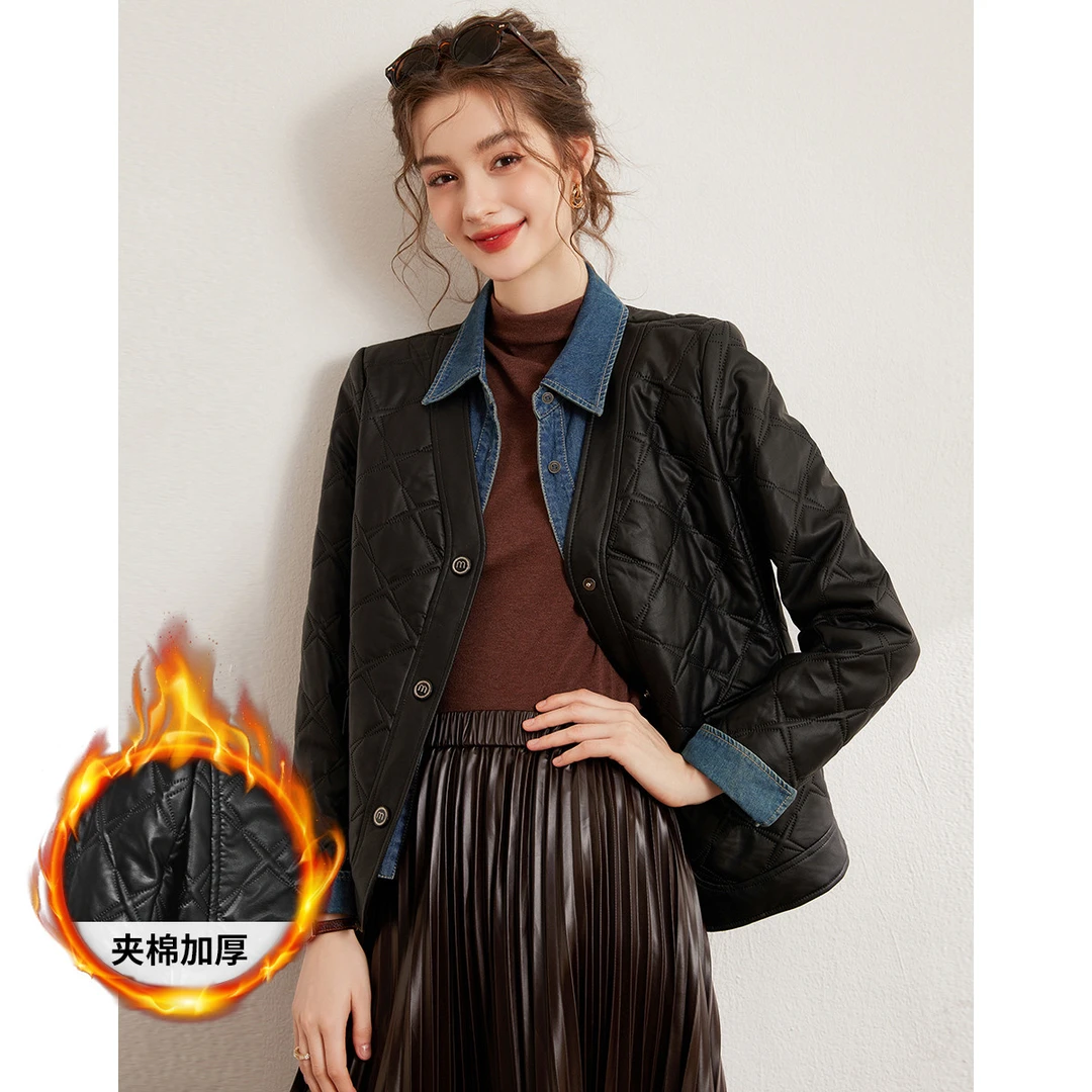 白鹿语｜【牛仔翻领】时尚气质长袖无弹开衫外套女式