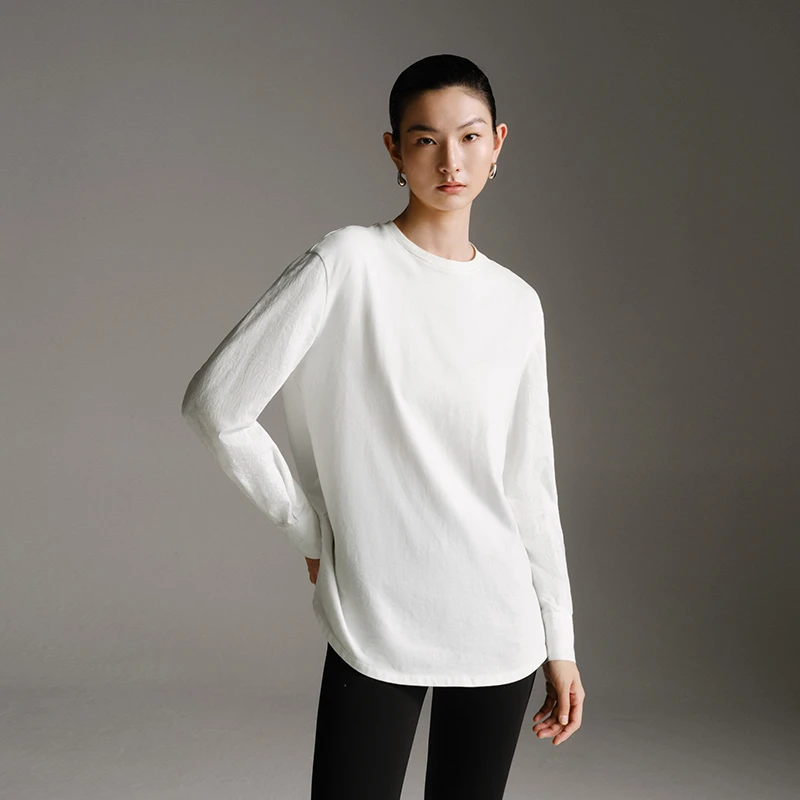 【上衣】艾诺丝雅诗 简约百搭长袖T恤41036118