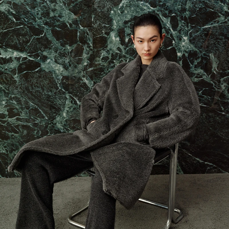 【呢大衣】艾诺丝雅诗 中长款百搭气质毛呢外套 41122040