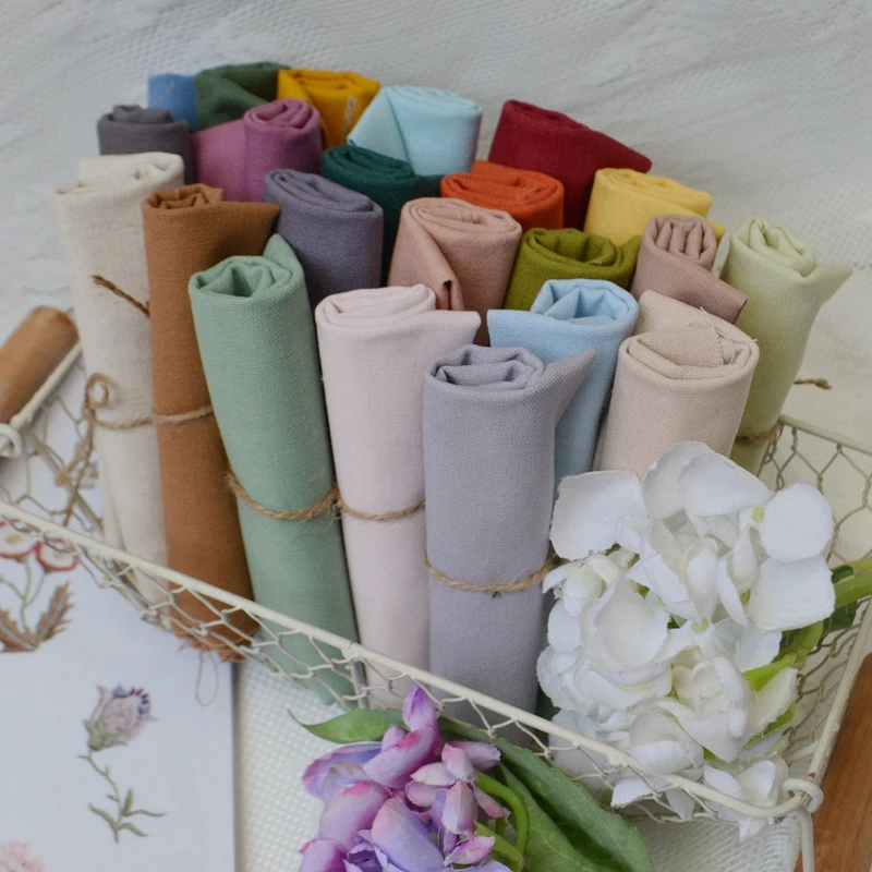 欧式刺绣底布纯色配色布料莫兰迪色低饱和度素色棉麻32