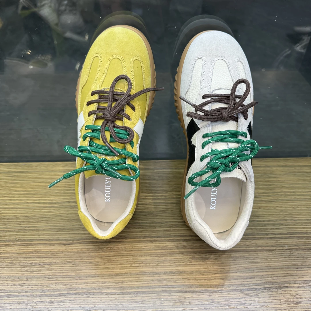 德训鞋女复古慢跑运动鞋带平底休闲运动女板鞋百搭时尚