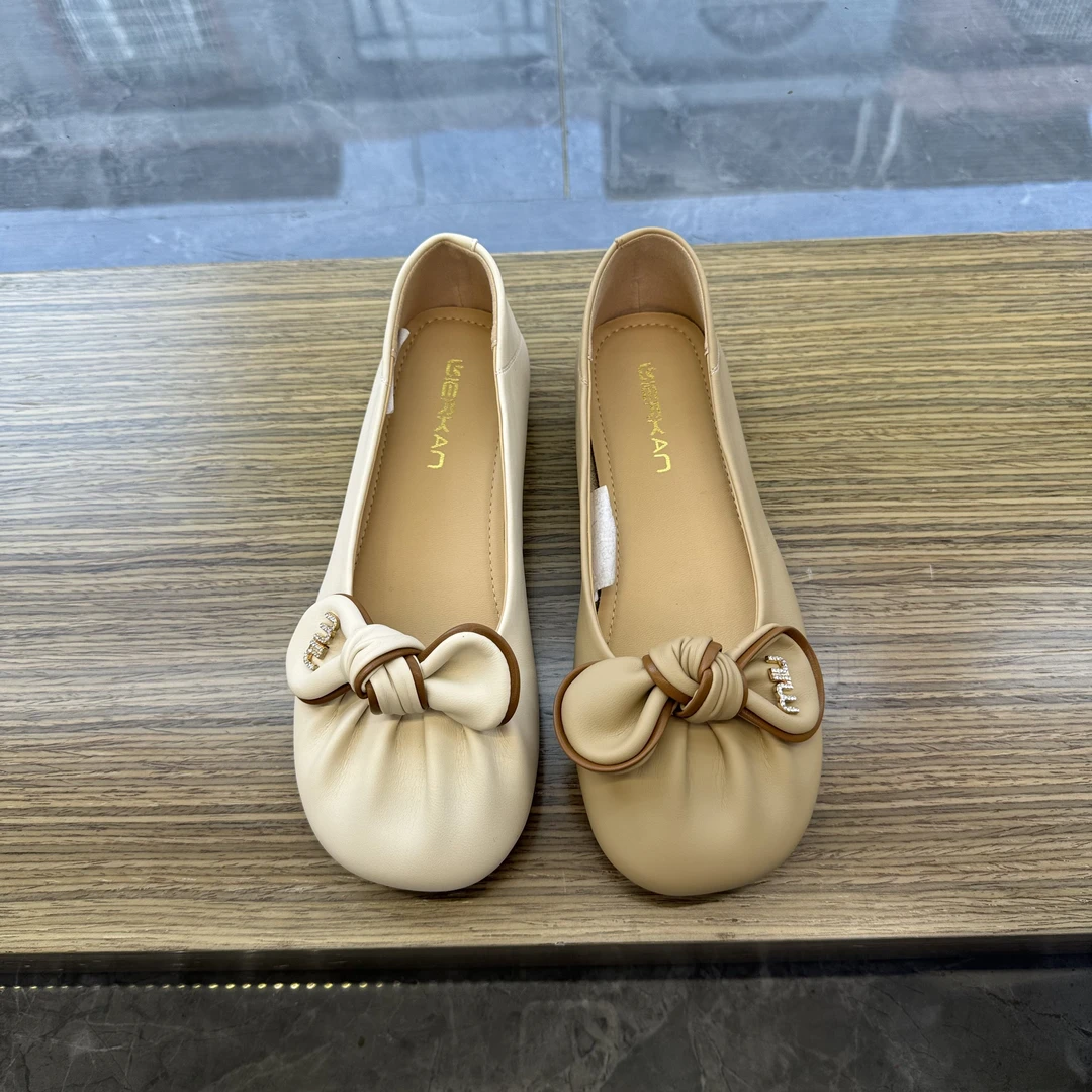 软底单鞋女2024新款平底不累脚豆豆鞋温柔蝴蝶结一脚蹬瓢鞋