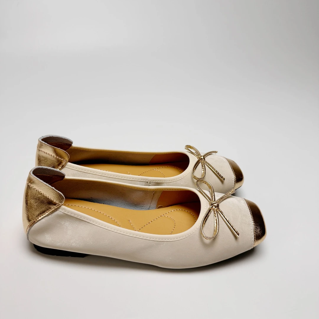 羊皮版~小香风软底单鞋2024年秋季新款瓢鞋女一脚蹬蝴蝶结时尚