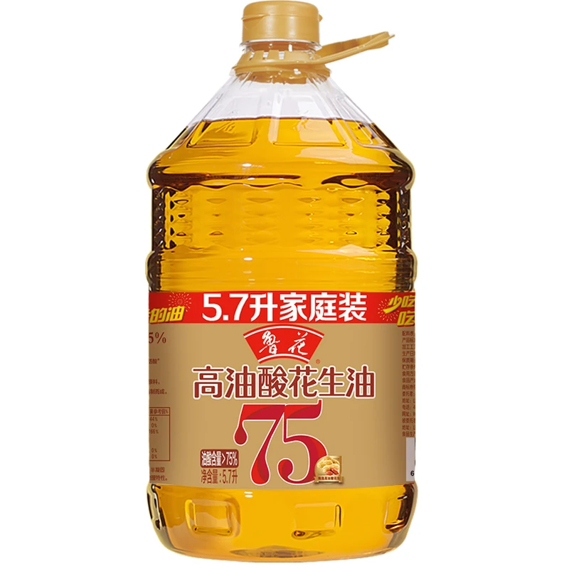 【鲁花甄选】鲁花品高油酸纯花生油食用油5.7L油酸含量75%压榨品质