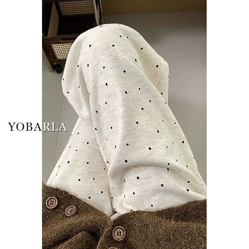 波点糯米裤女秋冬新款大码胖mm宽松加绒软糯垂感慵懒直筒休闲裤子