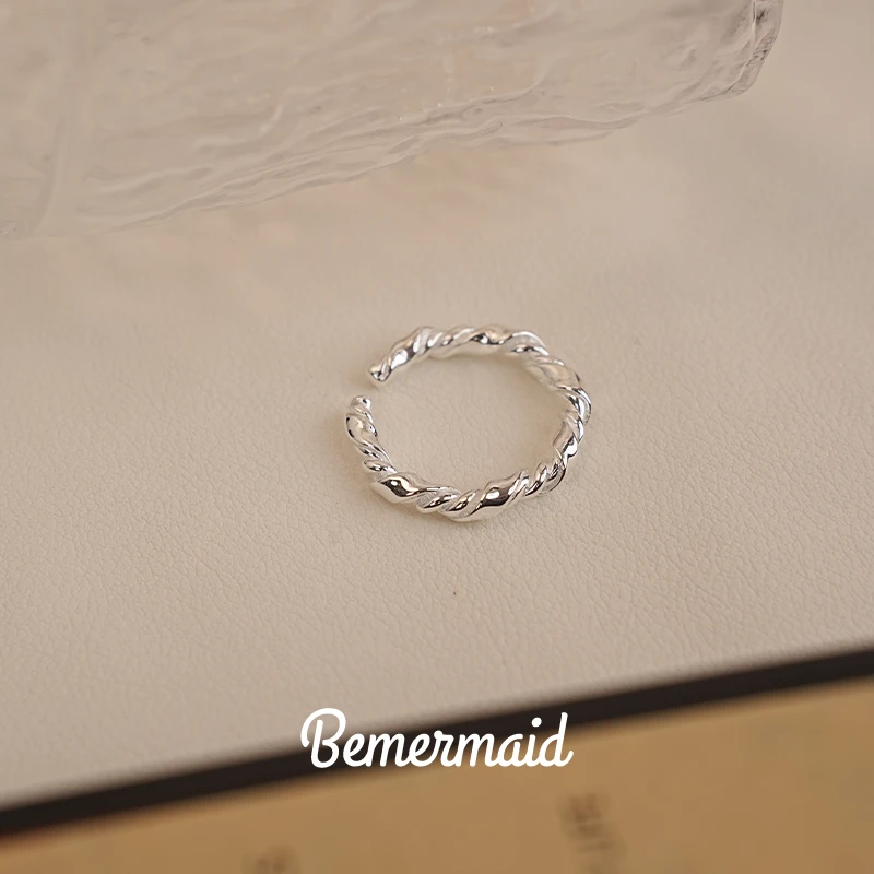 925银戒指 BEMERMAID丝带缠绕戒指小众气质时尚活口可调节素圈女
