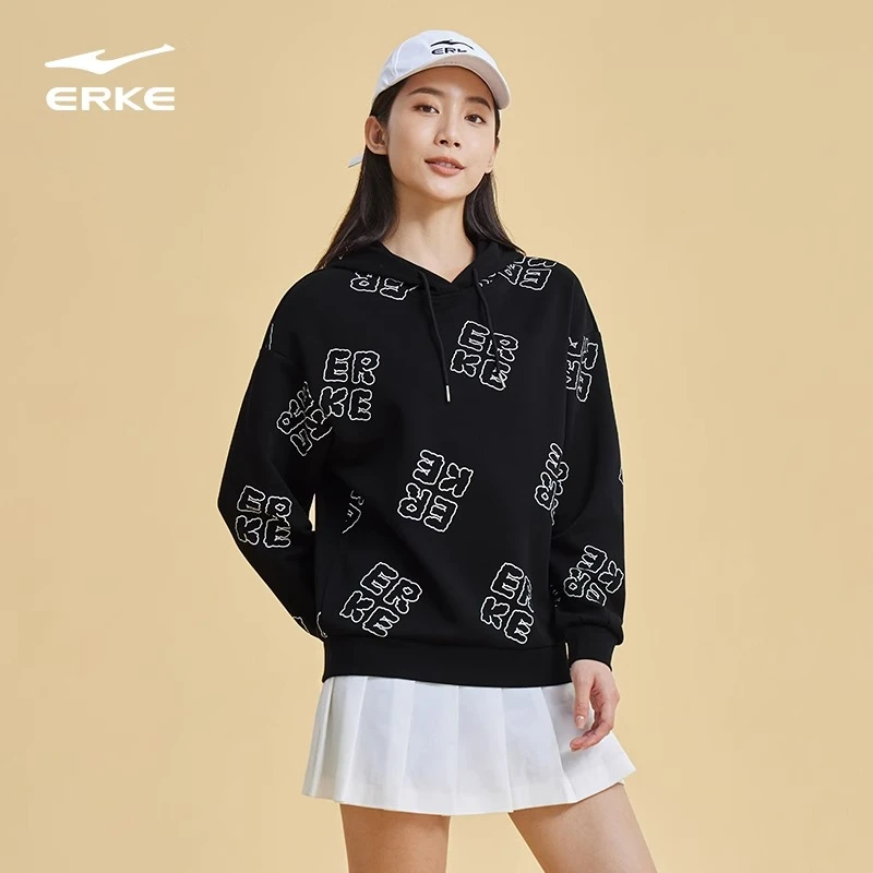 erke/鸿星尔克【79！国民套餐】男女卫衣春秋季宽松连帽卫衣休闲运动