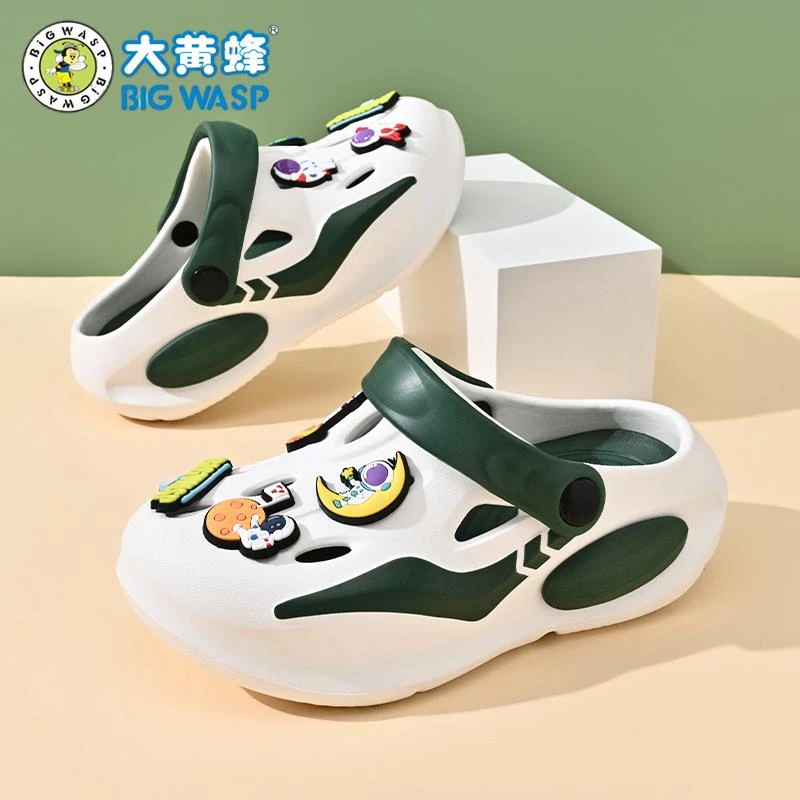 大黄蜂儿童洞洞鞋男童凉拖小孩新款厚底防滑沙滩凉鞋大童拖鞋夏季