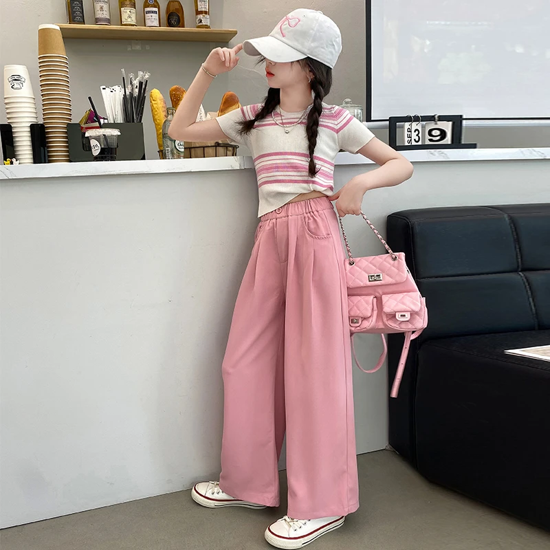 女童夏季西装阔腿裤垂感显瘦2024新款时尚洋气中大儿童直筒阔腿裤