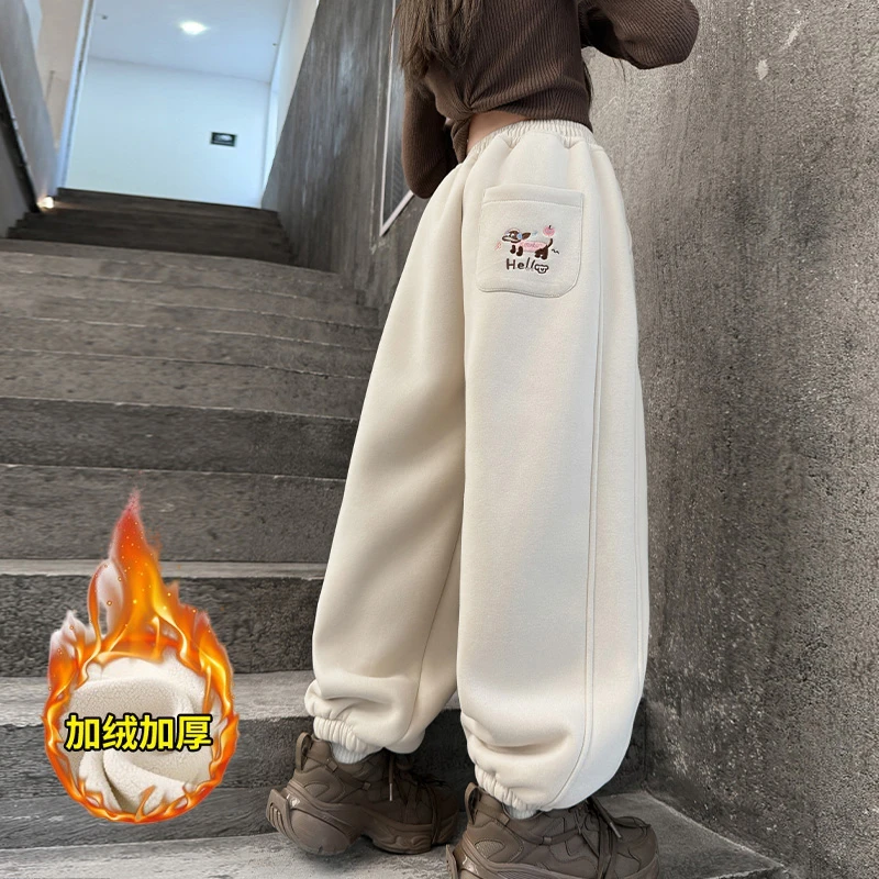 女童卫裤冬季加绒2025新款中大童超厚一条过冬休闲裤保暖裤子百搭