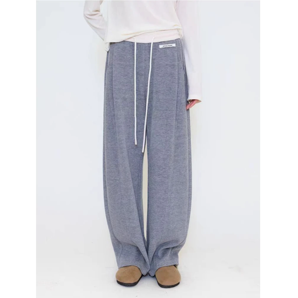 MIMBLANCHE 灰色撞色阔腿休闲裤24年秋冬款M1925PT034GY——1380