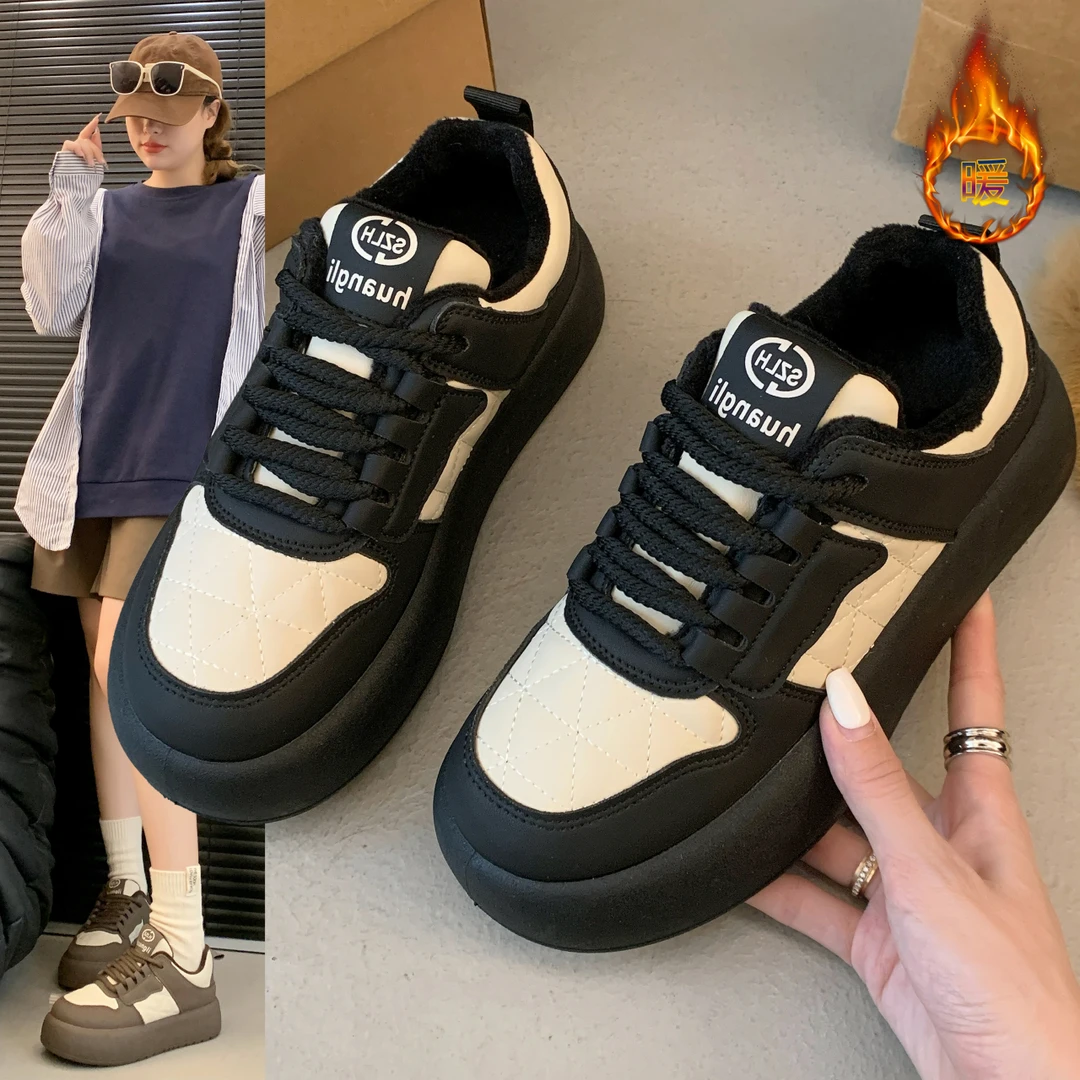 ☆兰诗芙★爆款厚底熊猫鞋2025年春季新款显瘦休闲百搭女鞋