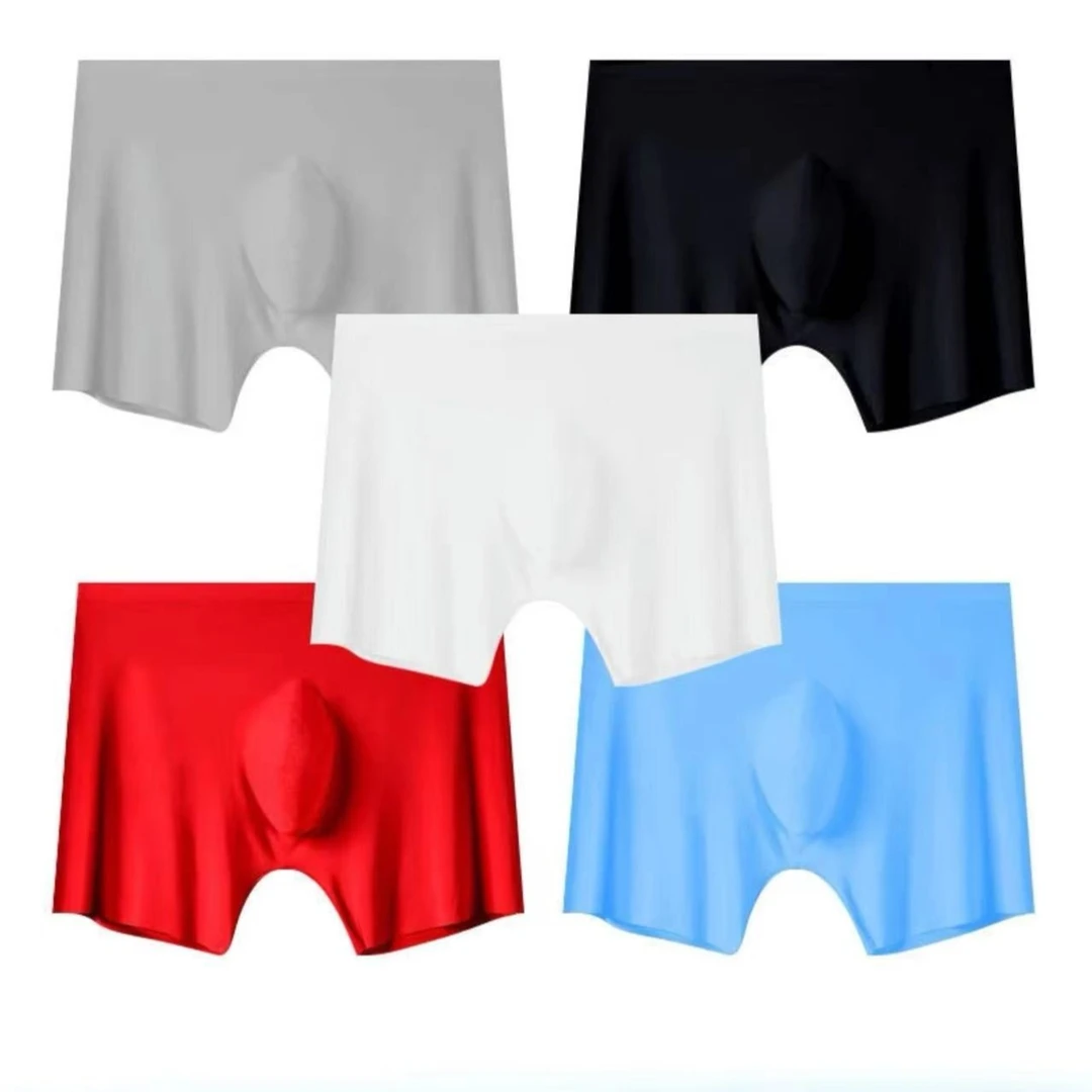 新款3D冲模男士平角内裤冰丝无痕超薄透气四角短裤