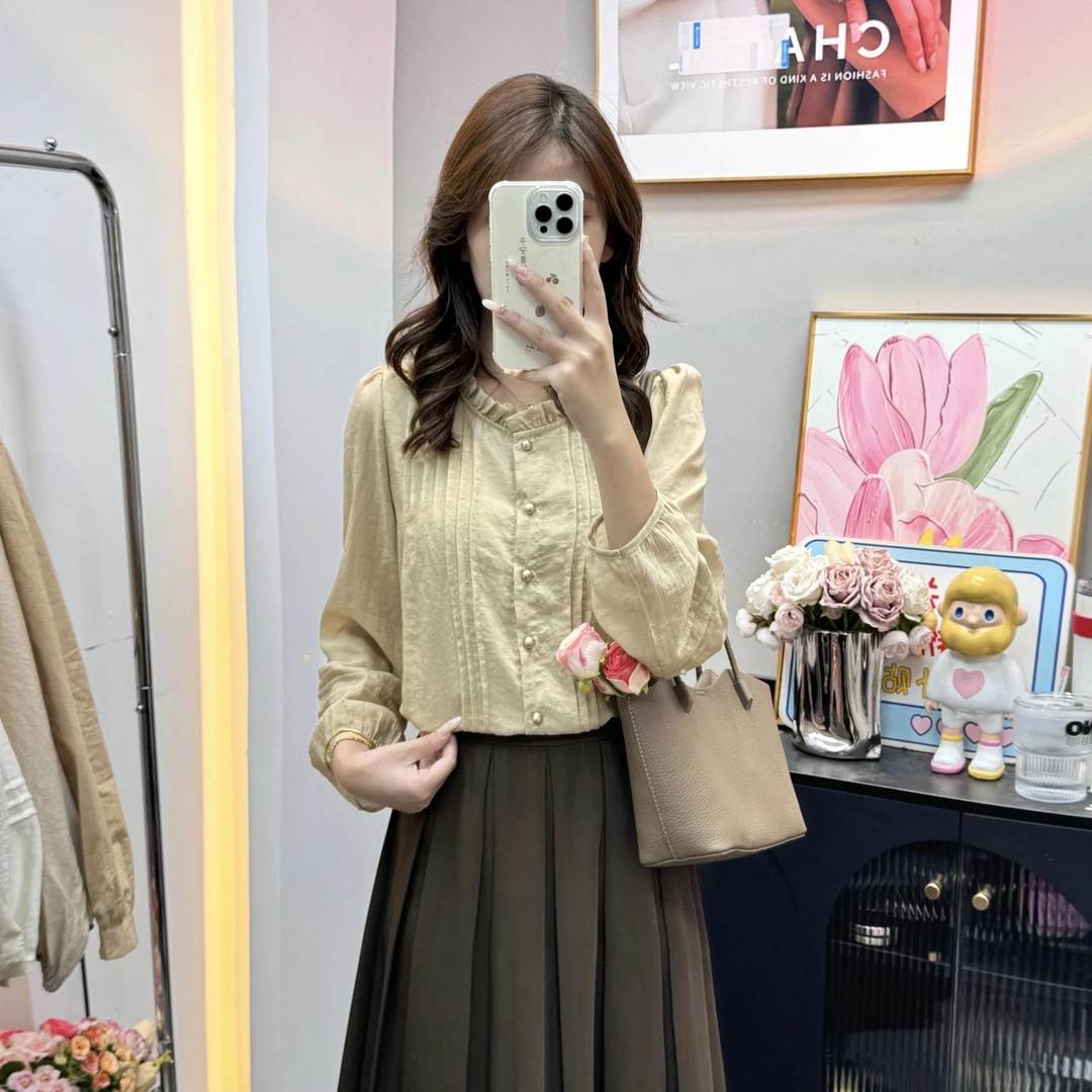 【现货】长袖衬衫女2025春季新款衬衣法式洋气减龄显瘦气质上衣902#