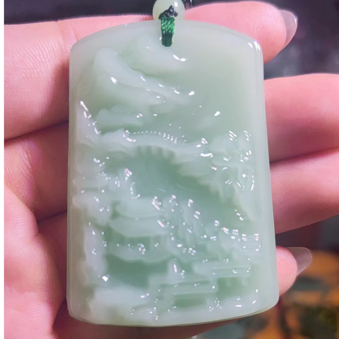 1粉丝福利时尚饰品浅绿色山水牌