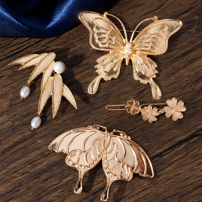 螺钿胎底发簪底胚蝴蝶胸针首饰diy材料包四叶草手链手工合金