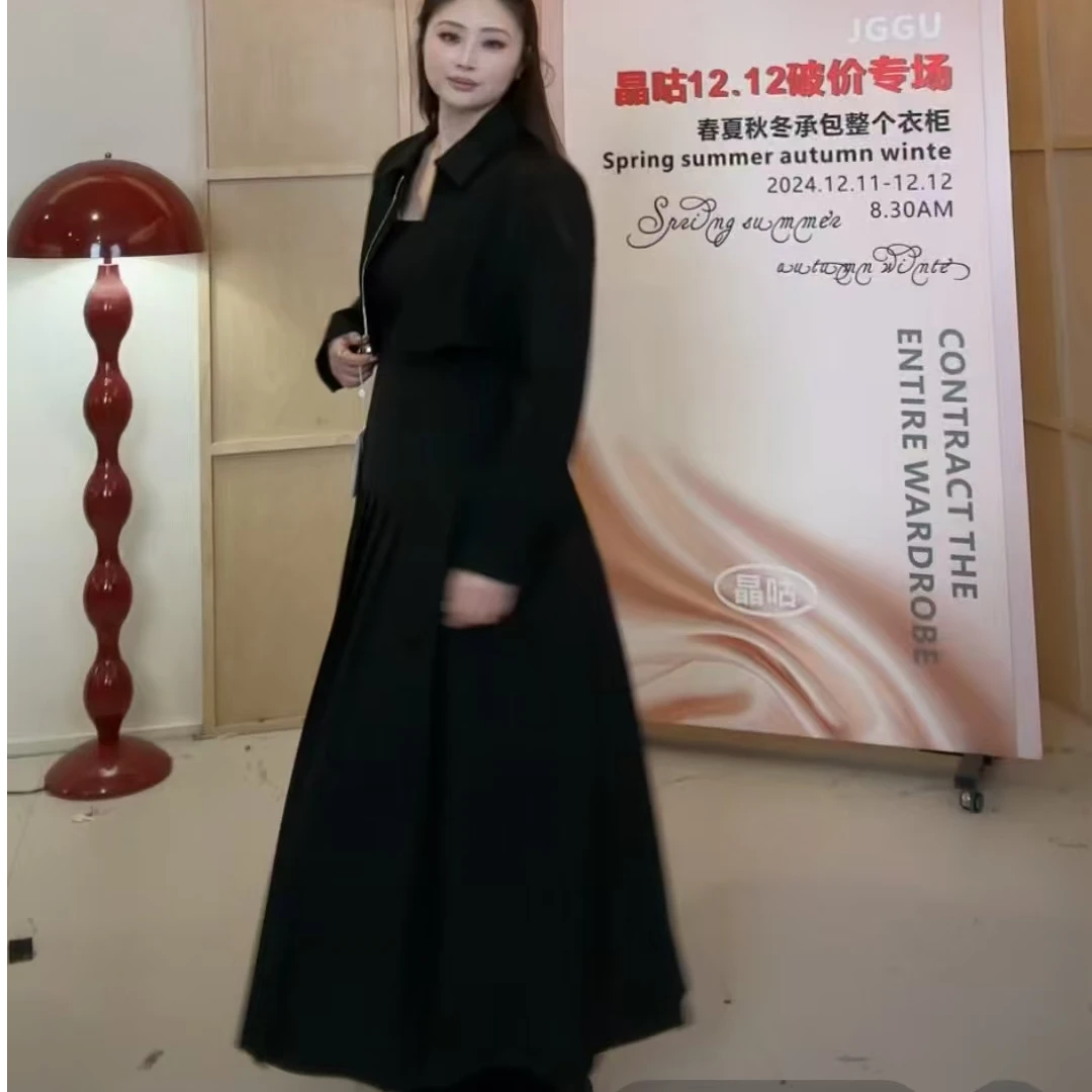 晶咕下摆百褶中长款吊带连衣裙显瘦气质时尚百搭韩版