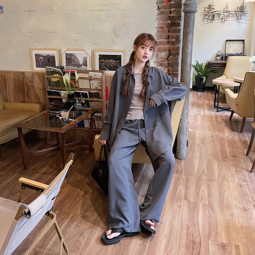 晶咕白标~休闲气质极简宽松长袖衬衫女夏季大码设计感时尚上衣