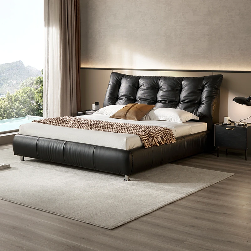 顾家家居KUKAHOME大黑牛头层牛皮双人主卧软床DS8159B
