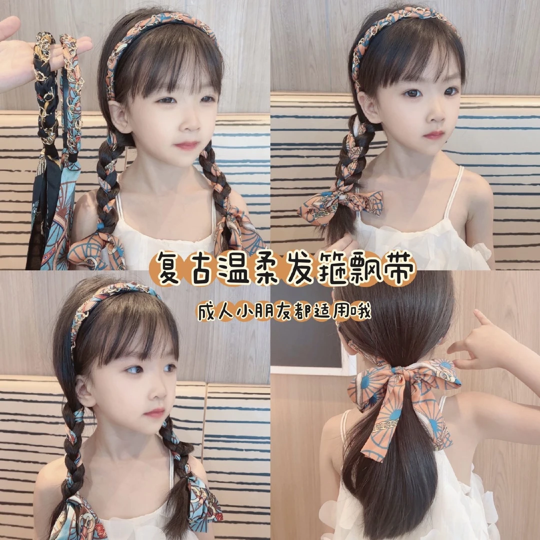 链条发带绑发一体系编发布艺发卡头箍飘带发箍女