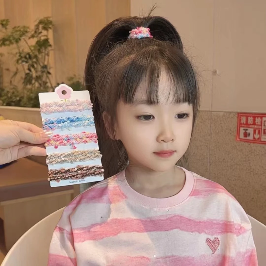 彩色毛绒发绳女2024新款少女感扎发头绳高弹力马尾发圈可爱发饰