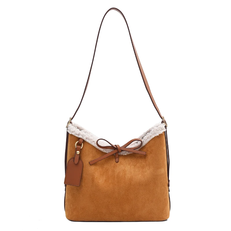 新款复古磨砂托特包闲休上班通勤单肩包女百搭时尚棕色斜跨经典