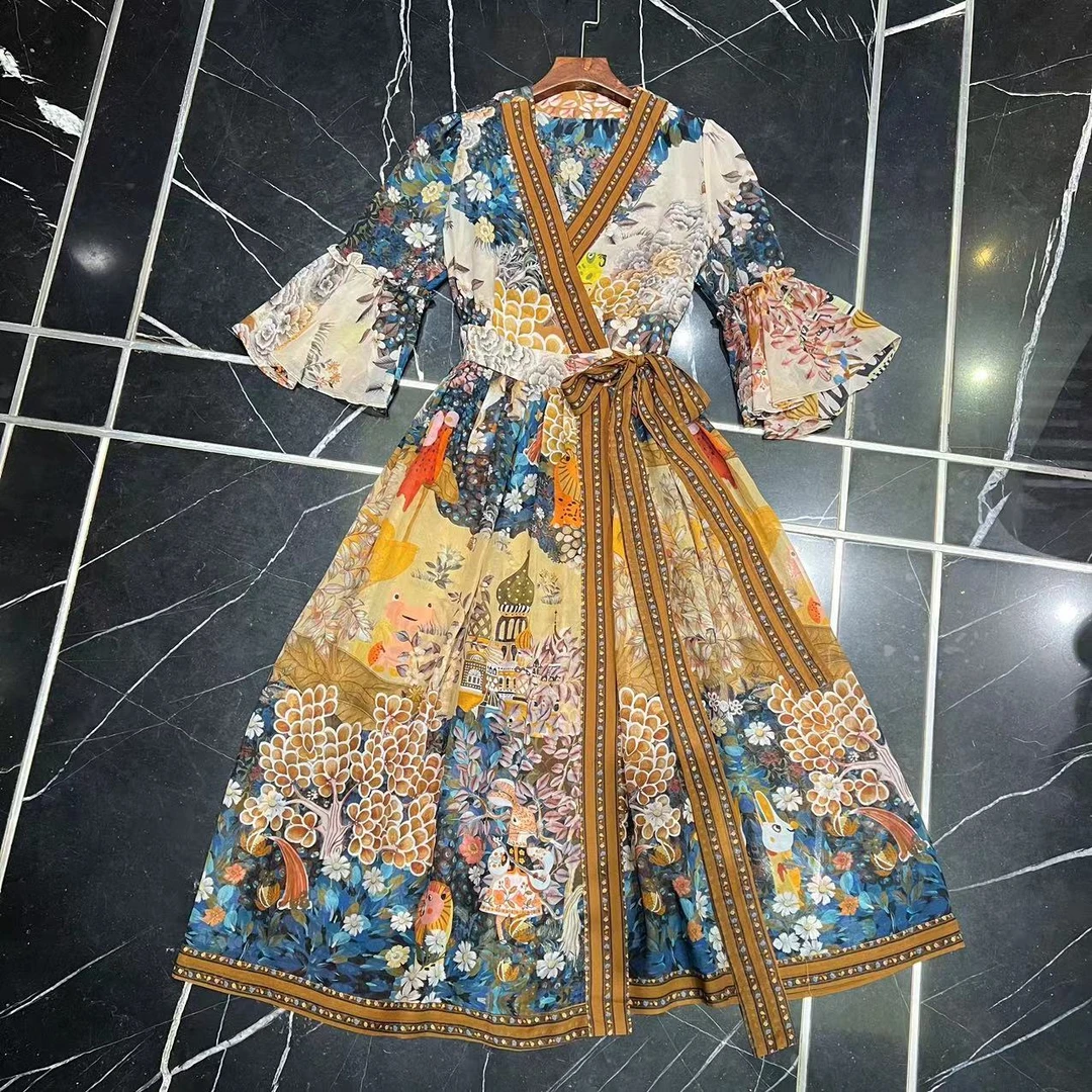 【花好月圆2024-禾枫表弟】重磅定制款桑蚕丝连衣裙69223-1咖色