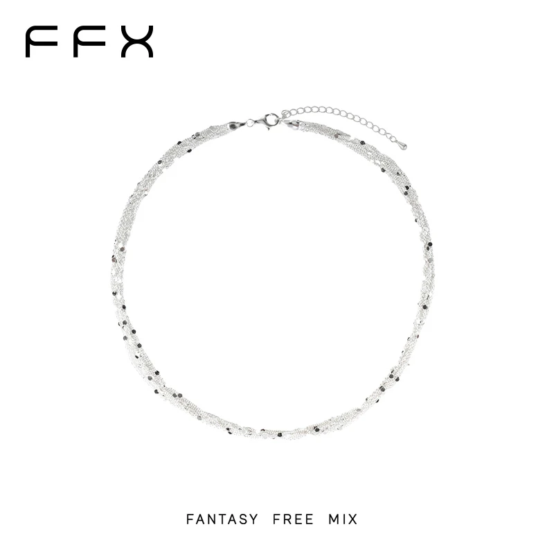 铜合金项链 弗弗西FFX【冰川银河】高级银河瀑布爆闪多层项链