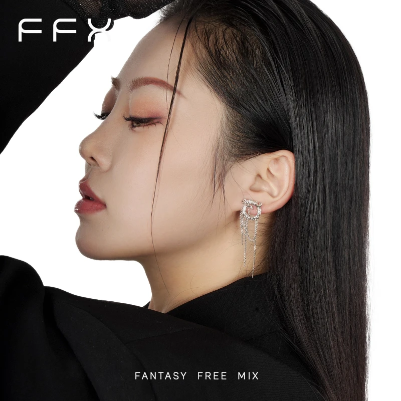 FFX 铜合金耳饰 弗弗西【欣欣向龙】设计师定制系列黑金潮酷耳钉
