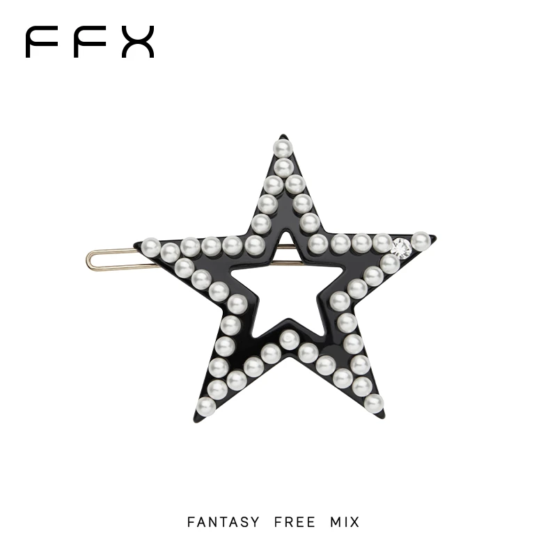 弗弗西FFX【星光】明星同款醋酸青蛙扣边夹国潮发夹时尚五角星发卡