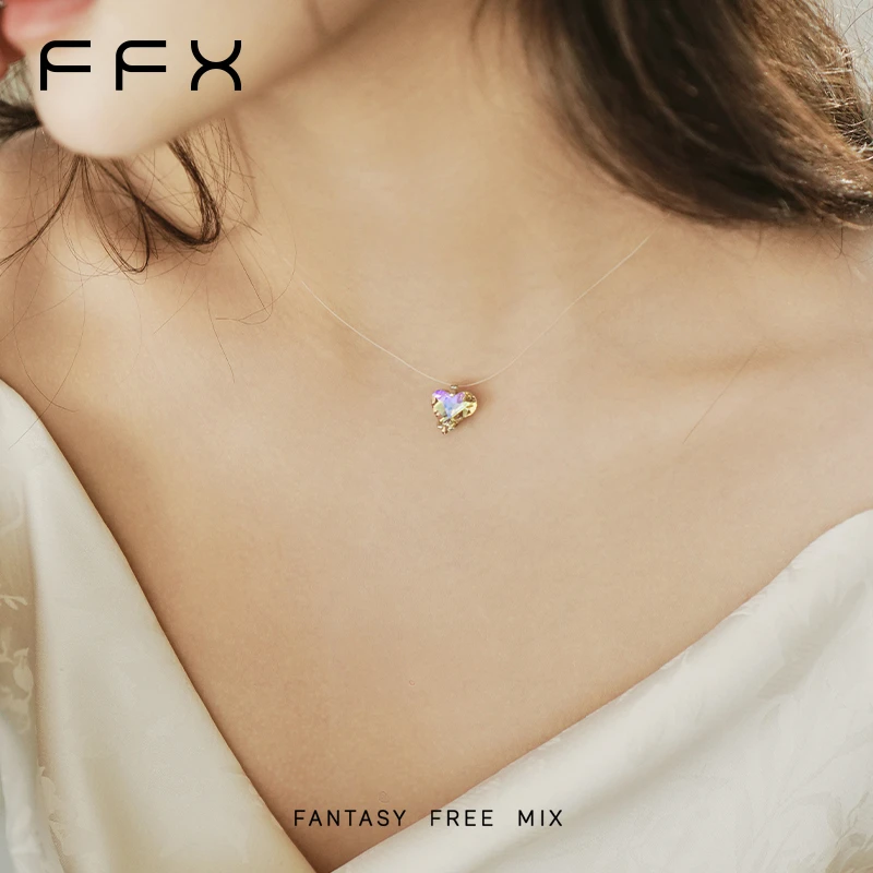 铜合金玻璃项链 FFX【人鱼·迪娜】设计师定制款偏心锁骨链