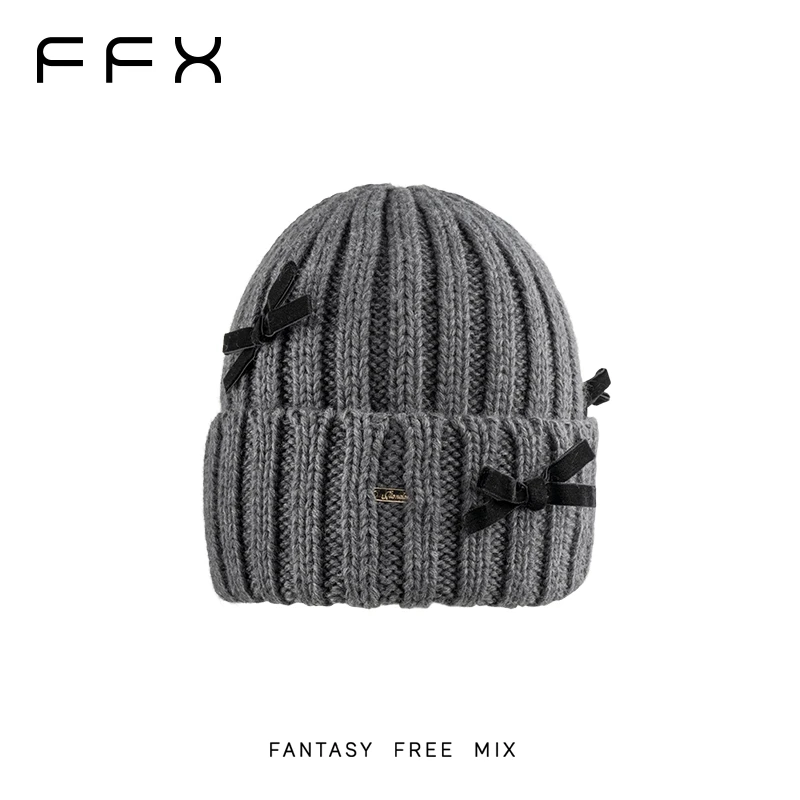 弗弗西FFX【姗姗】高级蝴蝶结时尚针织帽