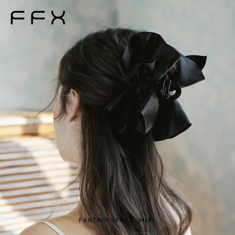 FFX黑色法式优雅抓夹女气质网红头饰多层灵动发夹