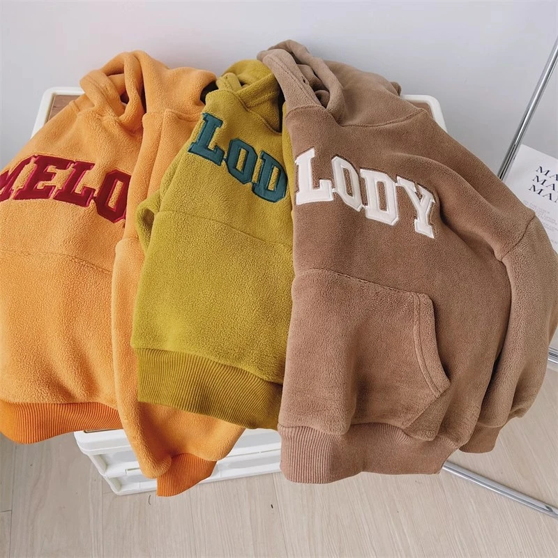 颗粒绒卫衣男女童连帽卫衣外套冬装