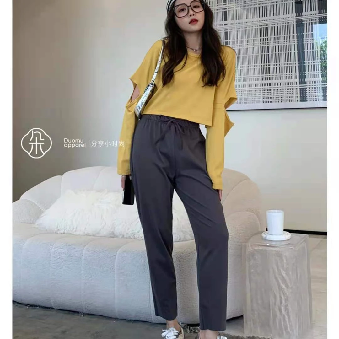 女士时尚家居裤长裤百搭休闲常规纯色舒适显瘦遮肉亲肤睡裤2102